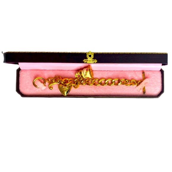 Juicy Couture Women’s Y2K Wedding Cake Chunky Gold Charm Bracelet With Box - Picture 2 of 13